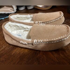 Project cloud Tan Suede Moccasin Slippers